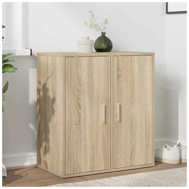Shoe Cabinet Sonoma Oak 2-door Engineered Wood 32x35x70cm Compact