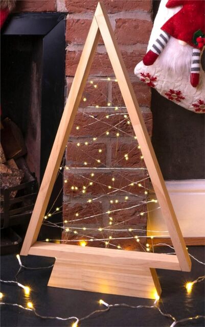 Wooden Self Assembly Battery Powered Christmas Tree With 60 Led's