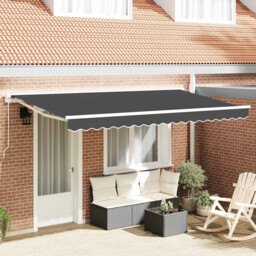 Retractable Awning Anthracite 400 X 200 Cm Polyester And Metal Vidaxl