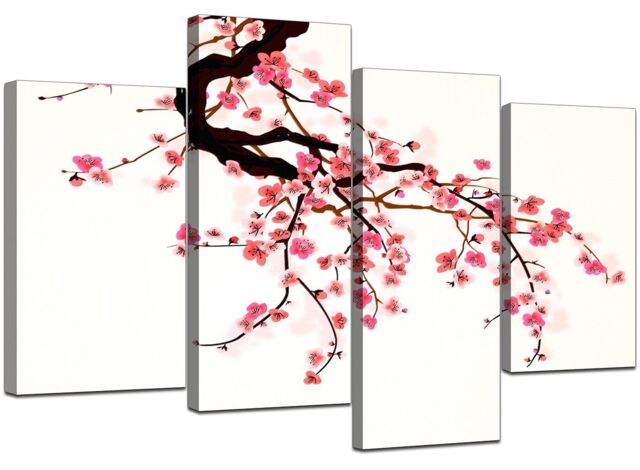 Pink Cream Red Bedroom Canvas Wall Art Pictures Xl Set 130cm Wide 4081