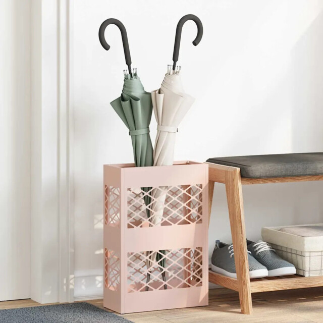 Umbrella Stand With Storage Pink 28 X 12 X 41 Cm Steel Vidaxl