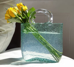 E&w Handmade Bag-shaped Glass Flower Vase, Home Table Decor