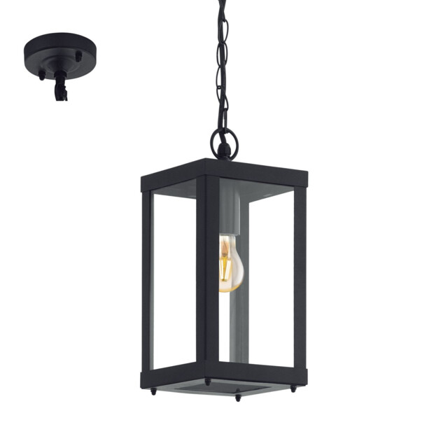 Outdoor Suspension Light 1 Bulb Black With Glass Gl1294