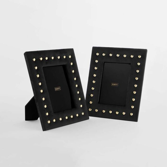 Beautify Black Velvet Photo Frames Set Of 2 9200024