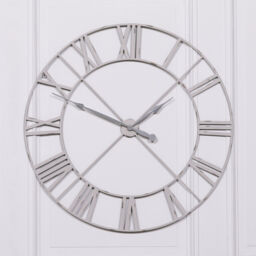 Pale Grey / Off White 110cm Vintage Skeleton Metal Wall Clock Roman