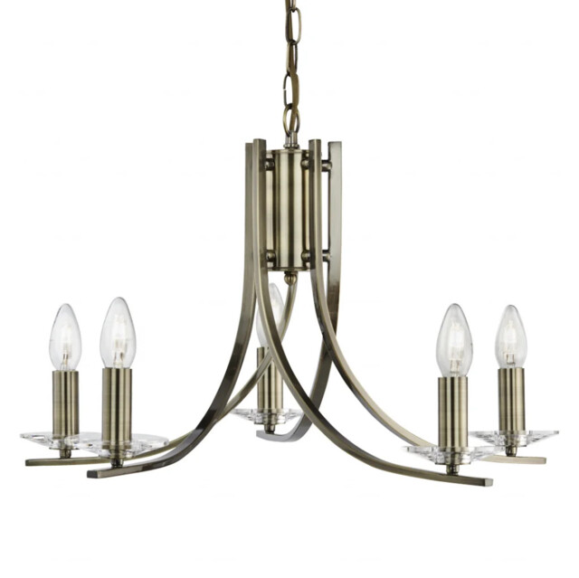 Ceiling Light Brass Ascona 5 Antique Searchlight 4165-5ab
