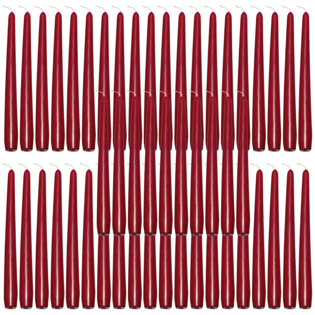 "Burgundary Taper Dinner Candles Unscented 7 Hour Burn Time 9"" 24cm"