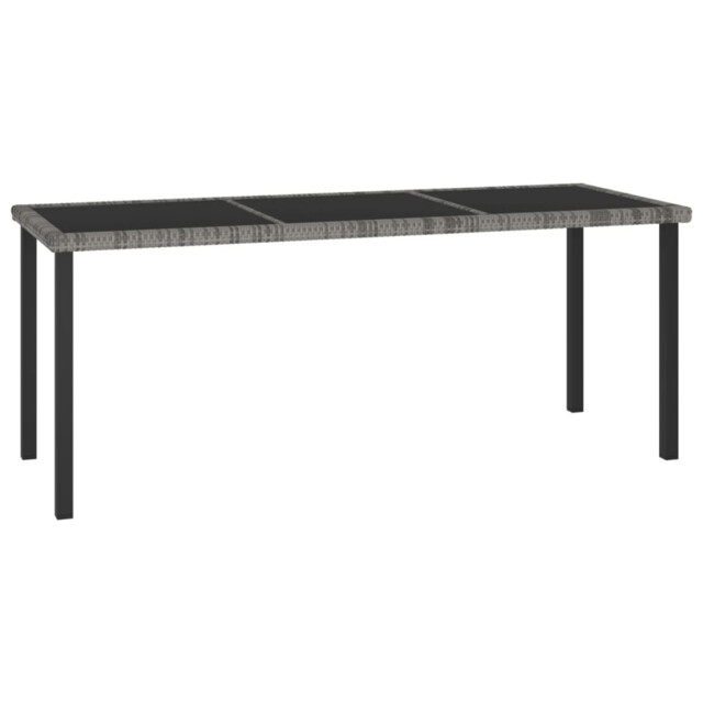 Garden Dining Table Grey 180x70x73cm Pe Rattan Powder-coated Steel