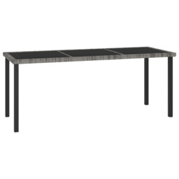 Garden Dining Table Grey 180x70x73cm Pe Rattan Powder-coated Steel