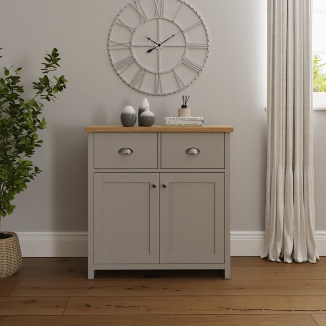 Lancaster Compact Sideboard Cupboard Cabinet Storage Display Shelves