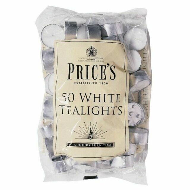 50 Pack Price's Patent Candles Tealights Bag - White