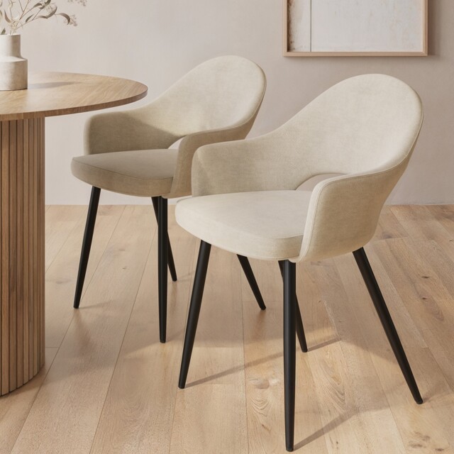 Set Of 2 Beige Upholstered Dining Chairs - Colbie Clb001a