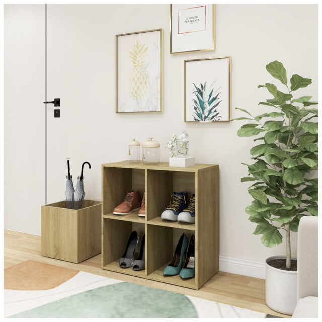 Shoe Cabinet Sonoma Oak 105x35.5x70 Cm Engineered Wood Slim Entry