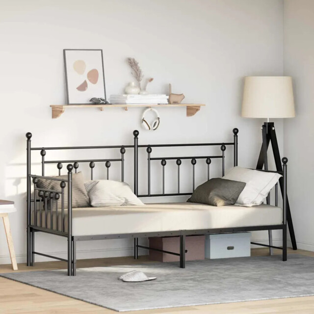 Daybed Frame With Headboard Black 75 X 190 Cm Steel Vidaxl
