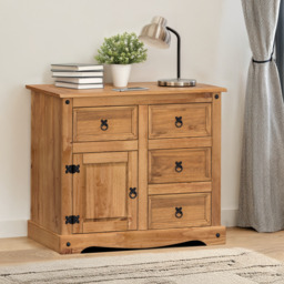 Corona Sideboard 1 Door 4 Drawer Small Cupboard Mexican Solid Wood