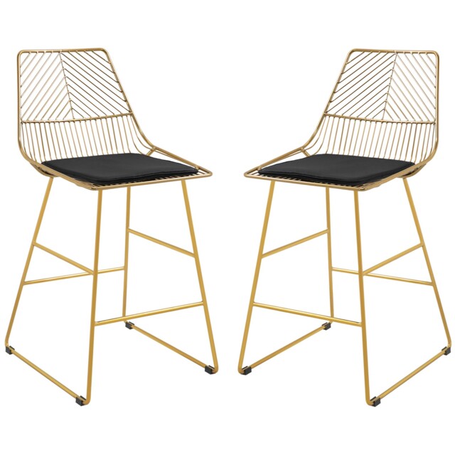 Homcom Modern Counter Height Bar Stools Set Of 2 Pcs Wire Metal