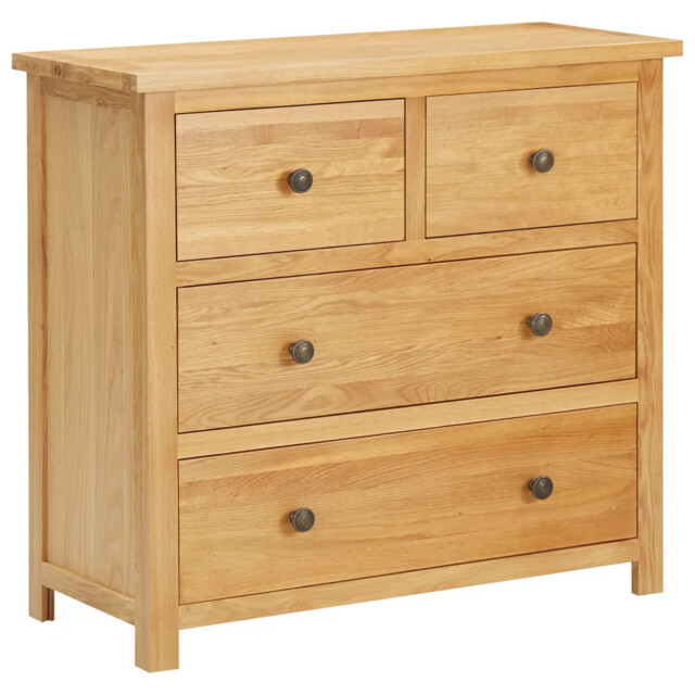 Chest Of Drawers 80x35x75 Cm Solid Oak Wood Vidaxl