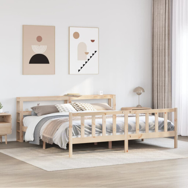 Bed Frame Solid Pine Natural 140x200 Cm Untreated Freestanding