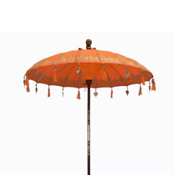Bali Patio Parasol Cotton Orange 2m Handcrafted Fairly Traded In