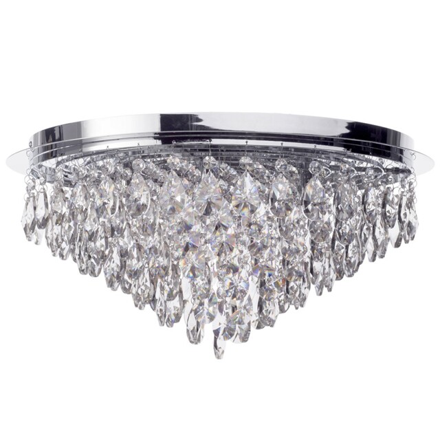 Litecraft Crystal Effect Droplet Flush Mount Polished Chrome G9