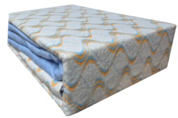 Double Bed Flannelette Sheet Set Waves Aqua Blue Orange Retro Cotton