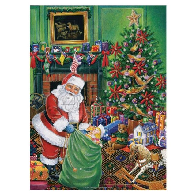 Santas Presents Advent 38 X 28 Cm Flat With 24 Doors Carousel Advent