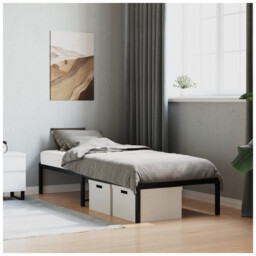 Bed Frame Black 80x200cm Steel Metal Slatted Compact Guest Bed With