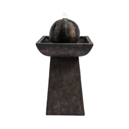 Garden Water Feature Outdoor Led Fountain Orb Pedestal Black Teamson
