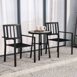 3 Piece Patio Bistro Set, 2 Stackable Chairs, Pspc Table Top, Garden