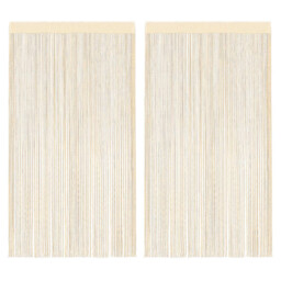 String Curtains 2pcs Cream 140x250cm 100% Polyester Tunnel Top