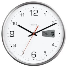 Acctim Kalendar Wall Clock Non-ticking Sweep Lcd Digital Display