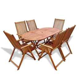 7 Piece Outdoor Dining Set Solid Acacia Wood Vidaxl