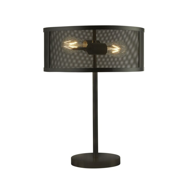 Table Lamp Black Mesh Cage Shade 2 Light E27 Modern Living Room