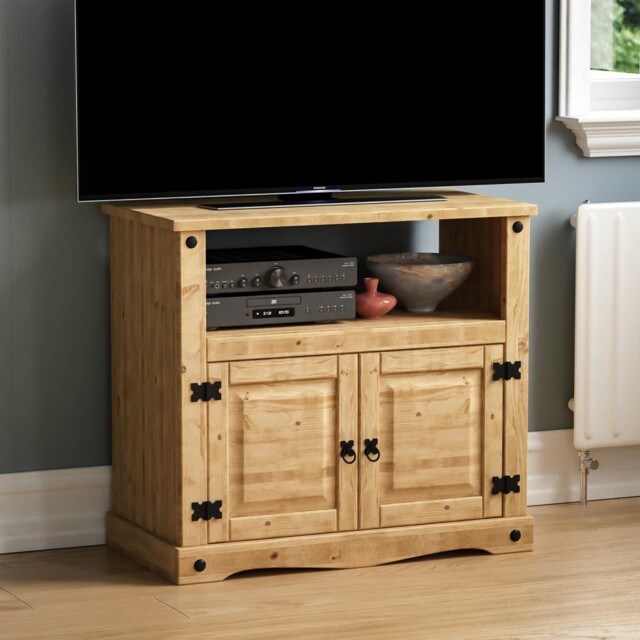 Corona Tv Unit Entertainment Cabinet Display Storage Stand Solid Waxed