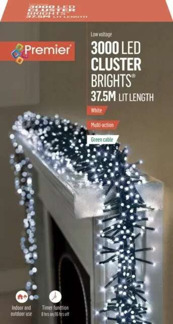 Premier 3000 Led Cluster Indoor Outdoor Christmas Tree Lights With