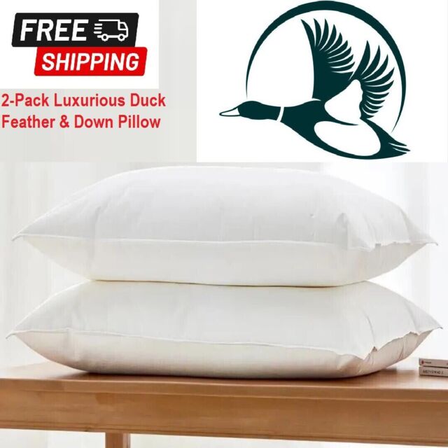 Duck Feather & Down Pillows Pillow Extra Filled Hotel Quality Pack Of