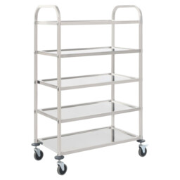 Kitchen Trolley Silver 107x55x147cm 5-tier Stainless Steel With Tpr