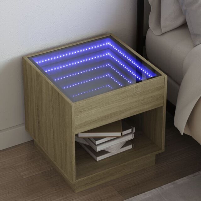 Bedside Table With Infinity Led Sonoma Oak 50x50x50 Cm