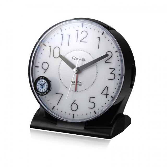 Quartz Alarm Clock Large Contemporary Bedside / Mantel - Black