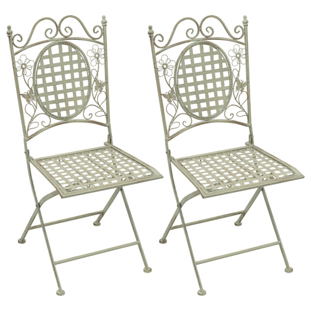 2 X Maribelle Folding Square Outdoor Garden Patio Chair White Floral
