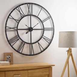 Skeleton Garden Wall Clock Big Roman Numerals Large Open Face Metal