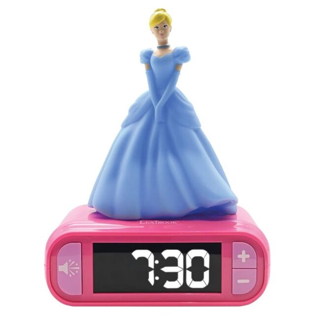 Lexibook 3d Disney Princess Digital Alarm Clock With Night Light Pink