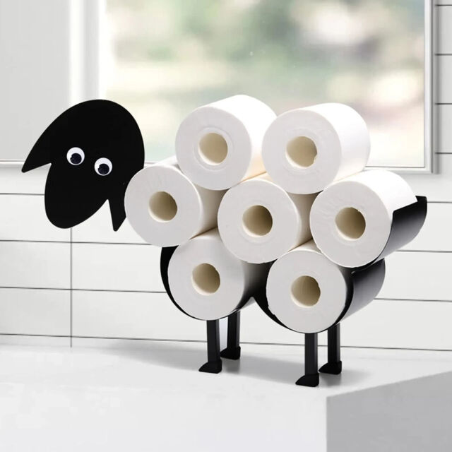 Sheep Toilet Roll Holder Paper Black Metal Decorative Bathroom
