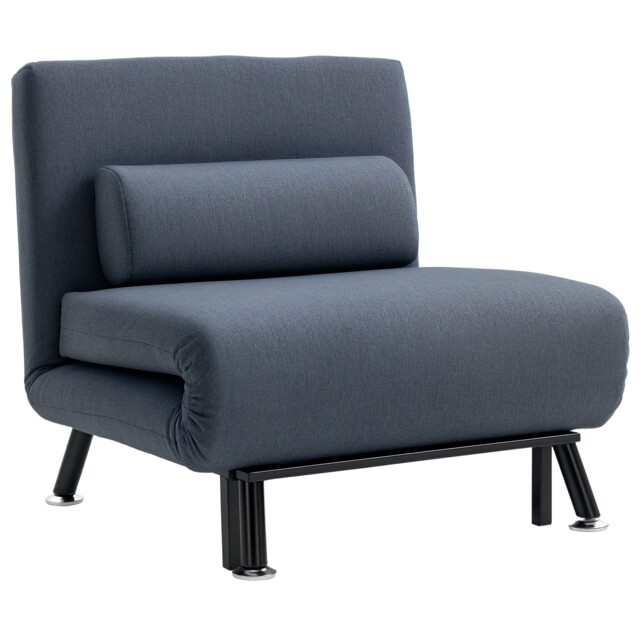 Homcom Folding 5 Position Convertible Sleeper Chair Sofa Bed Dark Grey