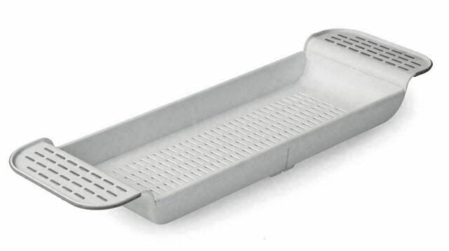 Bath Rack White Extendable Over Bath Tub Caddy Plastic Organizer Tray