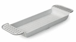 Bath Rack White Extendable Over Bath Tub Caddy Plastic Organizer Tray
