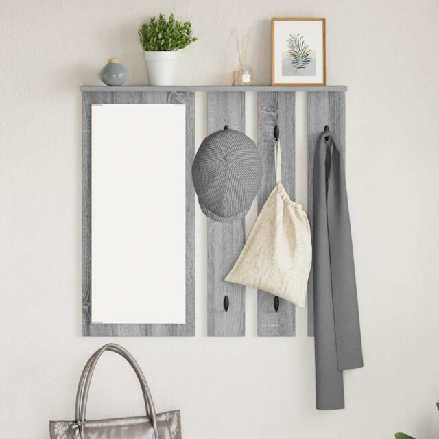 Wall-mounted Coat Rack With Shelf Grey Sonoma 84 X 10 X 80 Cm Vidaxl