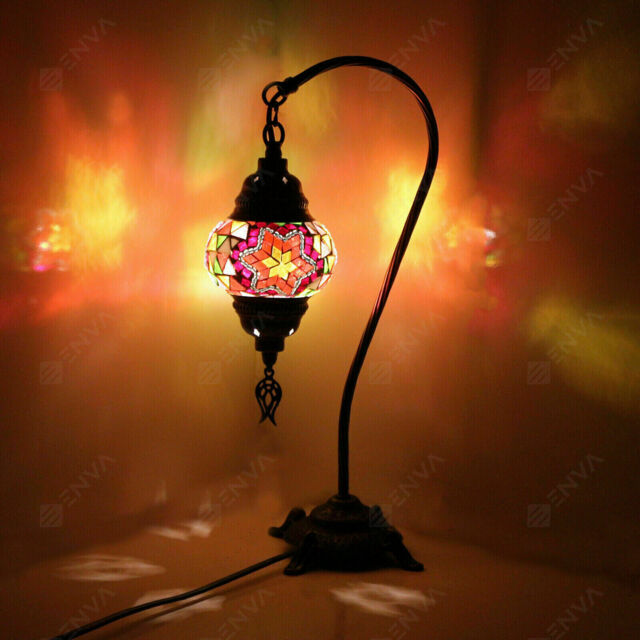 Handmade Swan Neck Mosaic Table Lamp Turkish Moroccan Colorful Tiffany