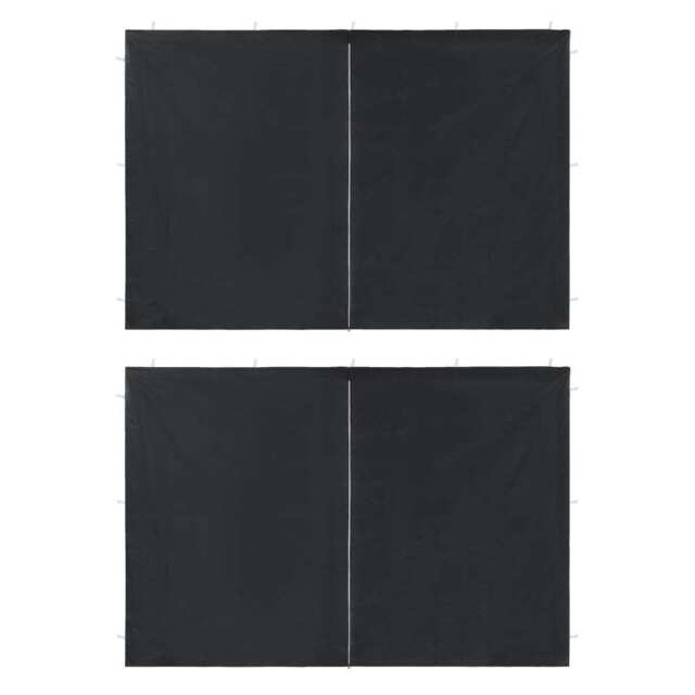 Party Tent Sidewall 2 Pcs With Zipper Pe Anthracite Vidaxl