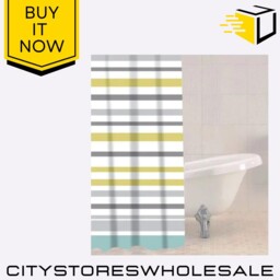 Ocean Stripe Shower Curtain With 12 Hooks Waterproof & Stylish